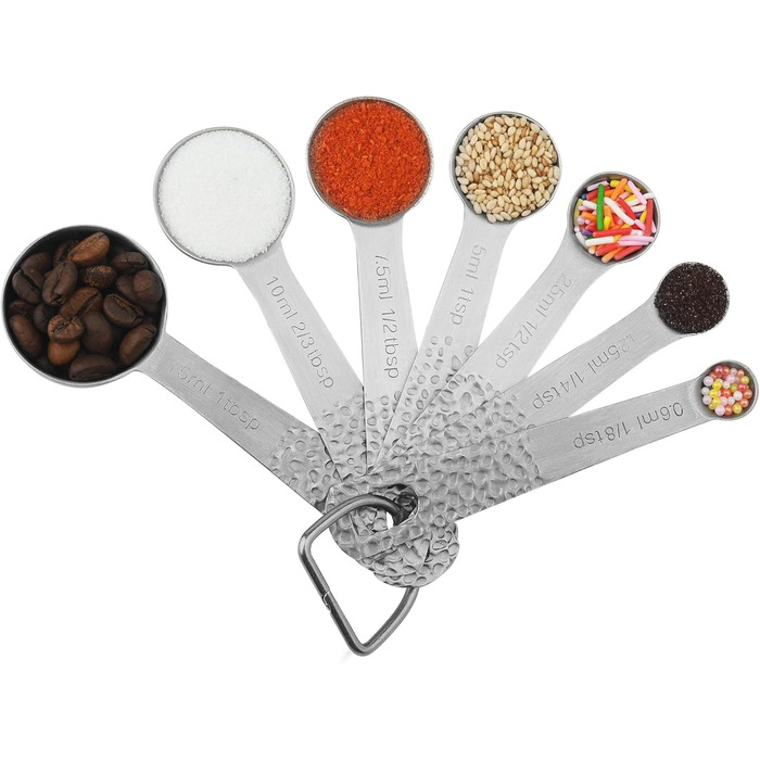 Measuring cup and spoon set, 18/8 stainless steel, measuring cups and spoons for baking and kitchen use, metric and US metal measuring cups and spoons for dry and liquid ingredients