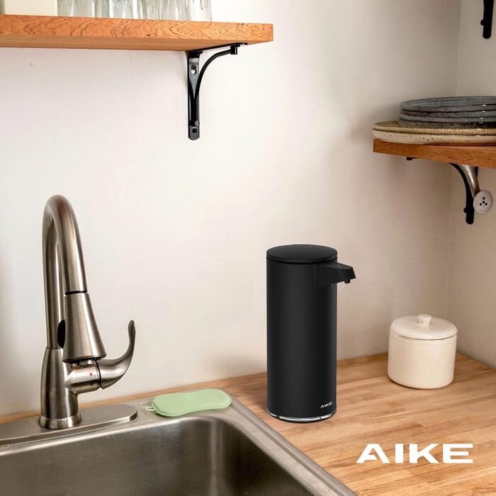 AIKE Automatic Soap Dispenser Stainless Steel with Sensor Infrared, 280ml Touchless Automatic Soap Dispenser USB Rechargeable