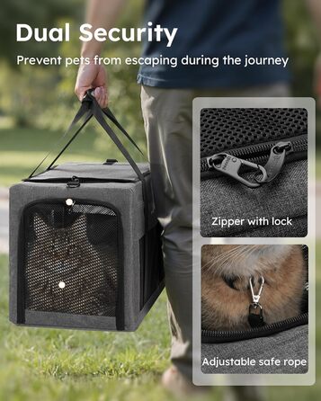 Транспортна сумка для котів Pecute Katzentasche - переноска для котів та маленьких собак, 47 x 33 x 30 см, сіра