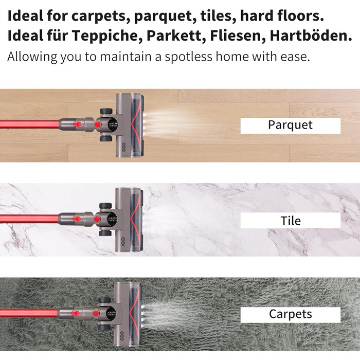 Насадка для пилососа Dyson V7 V8 V10 V11 V15 з LED-підсвічуванням та блокуванням витяжки, для твердих підлог та килимів