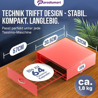 Тримач для капсул Tassimo Prodiumart – елегантний диспенсер на 64 капсули (червоний)
