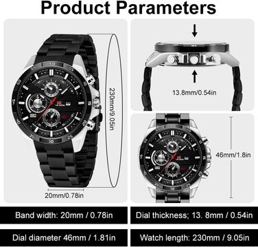 Годинник чоловічий OFF CUP з датою, кварцовий хронограф, водонепроникний, з нержавіючої сталі, стильний аксесуар для бізнесу та повсякденного носіння, ідеальний подарунок, срібно-чорний колір