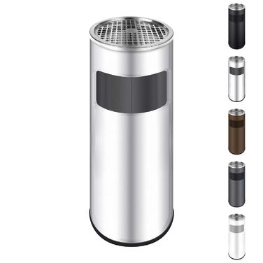 WELLGRO Standaschenbecher з нержавіючої сталі 2в1 для вулиці: попільничка та сміттєвий бак. Великий попільничник для тераси, входу, кафе та ресторанів (сріблястий)