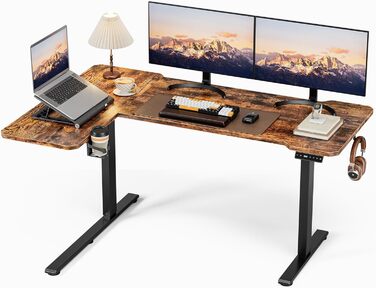 Регульований кутовий стіл Acrolix 150x100 см: електричний, для дому та офісу, геймінговий, з подвійними опорами