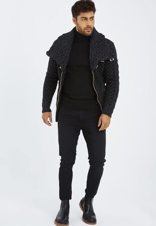 Чоловічий кардиган Leif Nelson з блискавкою, Regular Fit, антрацит/чорний, 3XL