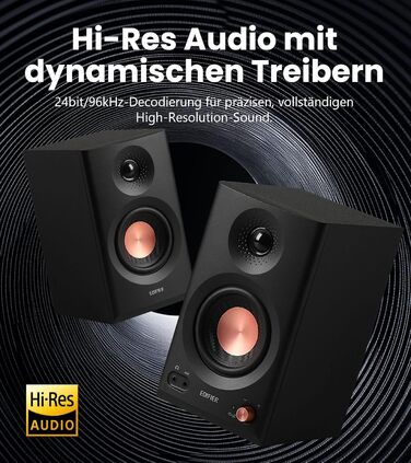 Edifier MR3 - Компактні Студійні Акустичні Системи 2.0, Hi-Res Audio, Bluetooth 5.4, RCA, AUX, Мобільний Додаток, 2 x 18 Вт (Чорний)
