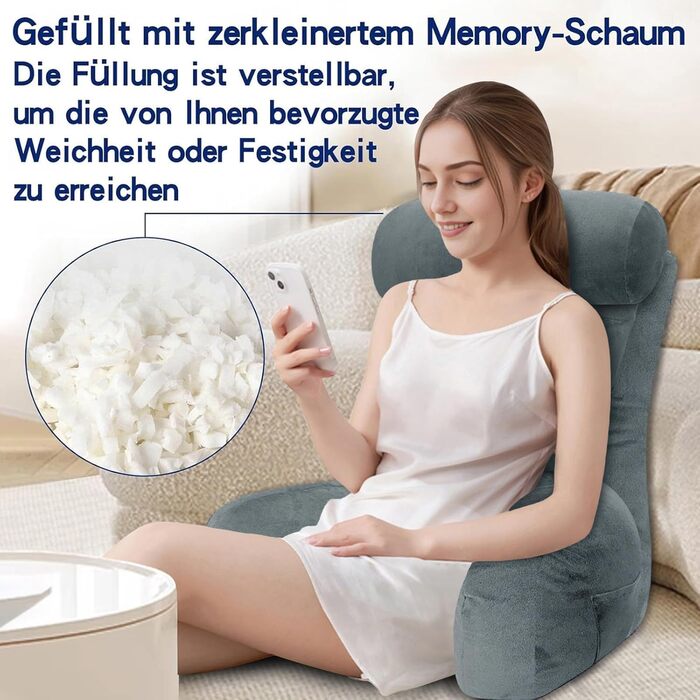 Підлогове крісло-мішок для читання, сіре, 65x30 см | Зручне для читання та відпочинку