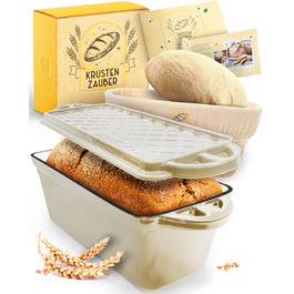 Форма для випічки хліба Krustenzauber емальована з кришкою та кошиком для бродіння, 28 см. Чавунна форма для хліба, кексу, тостів. Аксесуари для випічки хліба.