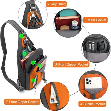 Чоловіча нагрудна сумка-рюкзак на плече, Crossbody Bag для спорту та прогулянок (Помаранчевий)