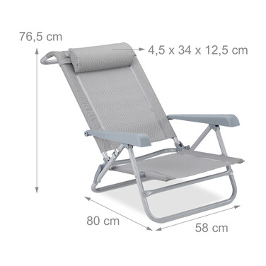 Relaxdays Folding Lounge Chair with Headrest