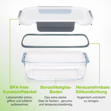 Набір контейнерів VonShef для зберігання продуктів – 10 шт., 1050 мл та 370 мл, придатні для духовки та мікрохвильової печі, мийки в посудомийній машині, герметичні та витікання, ідеальні для приготування їжі наперед