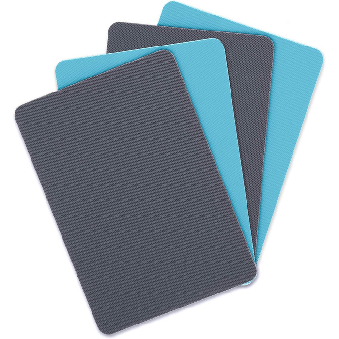 Набір килимків для обрізки Dexas, 4 шт., 14x20 см, антиковзкі, для кухні (сірий, червоний, білий, зелений)