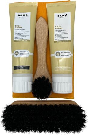 DELFA Shoe Care Cedar Wood Box - Real Wood Box with Bama Care Products - 5-Piece Shoe Care Set - Cream, Brush, and Polishing Cloth