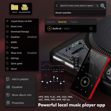 MP3 плеєр 163GB з Bluetooth, Spotify, WiFi, 4.5