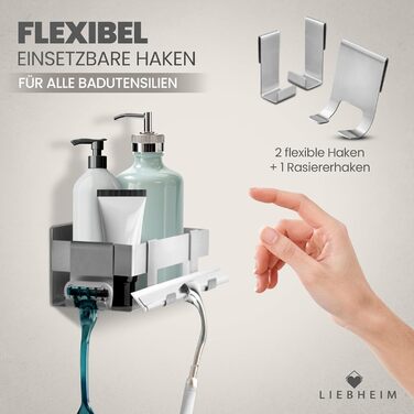 Поличка для душу з нержавіючої сталі S304 - без свердління, монтаж на клейкій стрічці, срібляста, для ванної кімнати