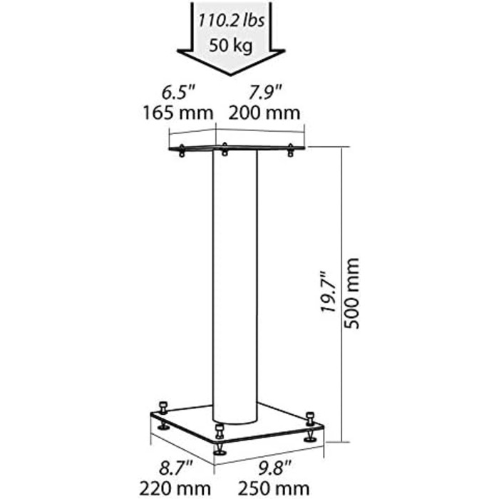 Підставка для акустики Norstone Stylum, металева, до 50 кг, пара, білий матовий (50 см)