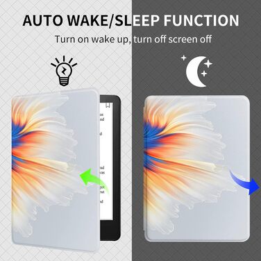 Чохол для Kindle Paperwhite 12-го покоління (2024) Flip з силікону, чохол Kindle Colorsoft з автопробудженням/сном, PU/TPU чохол-книжка, підходить для хлопчиків та дівчаток, з малюнком, Signature Edition, 7' (Color 6)