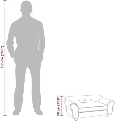 Софа для собак VidaXL сірого кольору 72x45x30 см, м'яка лежанка для домашніх тварин