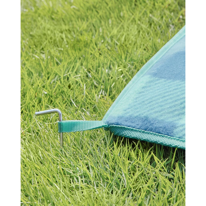 Плед для пікніка SONGMICS великий (200x300 см), водонепроникний, з 4 кілочками, для парку, саду, пляжу, складаний, блакитний GCM011Q02