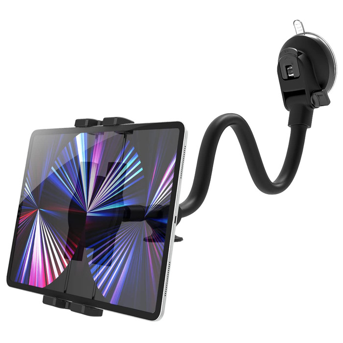 Підставка для планшету Oilcan Schwanenhals для автомобіля: кріплення на панель приладів/лобове скло, гнучкий тримач 34 см, сумісний з iPad, Galaxy, телефонами 4-12.9 дюймів