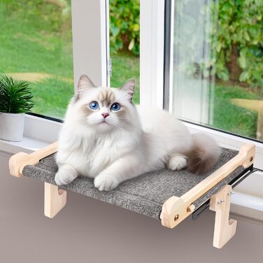 Підвісне ліжко для котів на підвіконня, 45x36 см, міцне, до 40 кг, з тканини льон