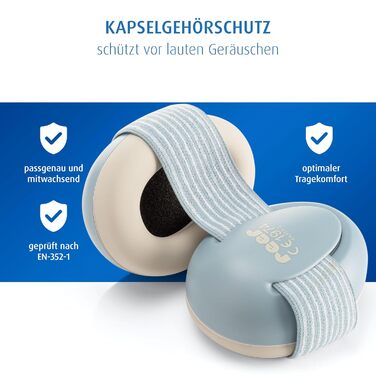 Навушники для захисту слуху Reer SilentGuard для немовлят, блакитні. Безпечні, м'які, легкі, з можливістю регулювання під ріст дитини.