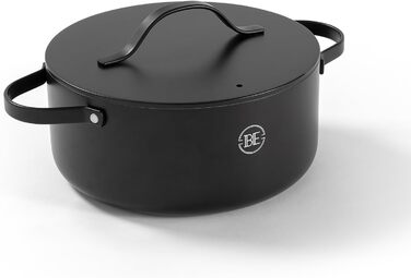 Каструля Be Living Essential з кришкою, 24 см, 4 л, антипригарне покриття Keramik Antihaft, для індукційних плит, без PTFE та PFOA, чорна