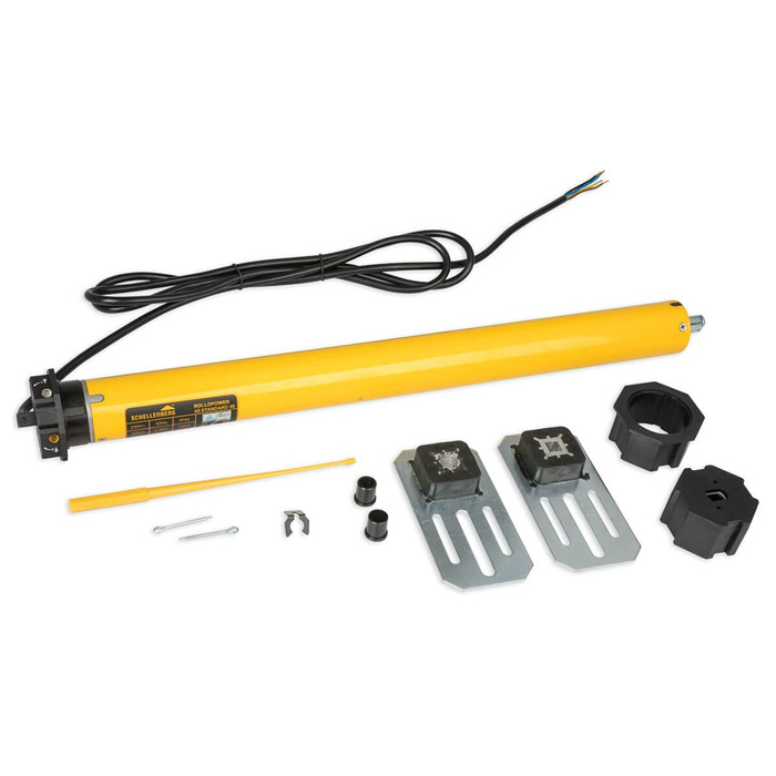 Schellenberg 20615 Roller Shutter Motor MAXI, 15 Nm, mechanical end-stop adjustment, tube motor for 60 mm shaft, up to 6.2 m² shutter area, set including wall bracket (40 Nm / max. 15 m², standard)