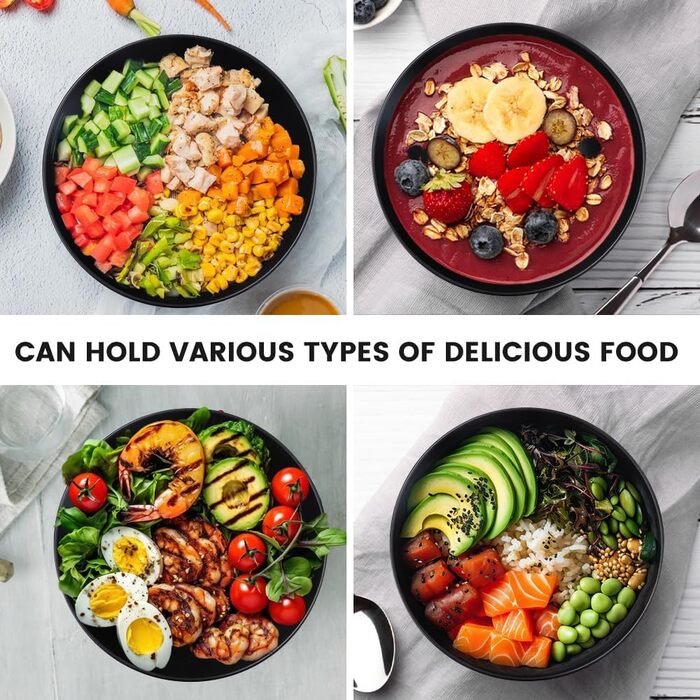 Набір мисок Bugucat для мюслі, супу та салатів, 6 шт, 1400 мл, чорного кольору