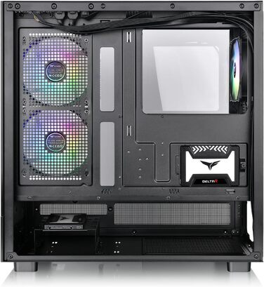 Thermaltake View 270 Plus WS: Корпус ПК Midi-Tower ATX з темперованим склом, дерево, 3х120mm ARGB вентилятори, USB-C, підтримка радіатора 360mm, білий