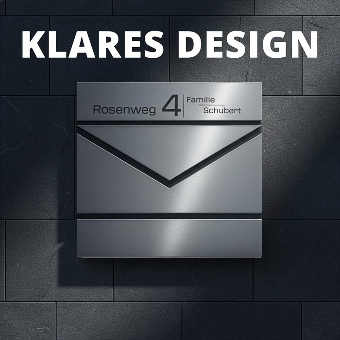 Поштовий ящик Grafner Premium, нержавіюча сталь, з газетницею та 2 ключами, гравіювання імені/вулиці/номера будинку, колір антрацит RAL7016