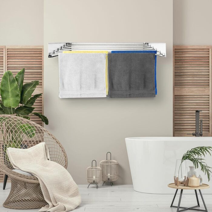 Настінна сушарка для білизни Vonia – компактна та складна – міцна сушарка для ванної, балкону та квартири (біла, 80 x 40 см)