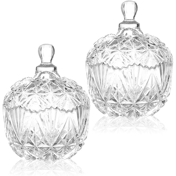 Контейнер для ватних паличок та дисків 2 шт. Прозорий скляний органайзер для ванної кімнати та туалетного столика