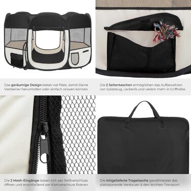 Тектейк® Вольєр для цуценят, вольєр для тварин, віп-коробка для собак, котів, кроликів, вигул, загін для квартири або кемпінгу - огорожа для собак, ґрати для собак, вольєр для вигулу, вольєр для дрібних тварин - рожевий (чорний)