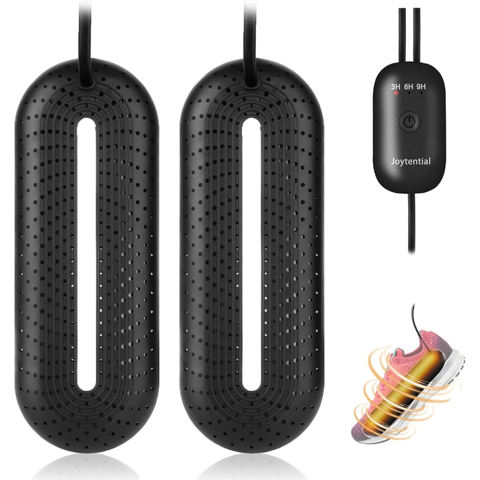 Електричний сушильник для взуття та черевиків з таймером, тихий, видаляє запахи, чорний, з EU-штекером