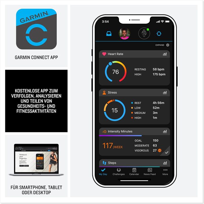 Розумний годинник Garmin Vivoactive 5 42mm - GPS, AMOLED, 11 днів, фітнес, здоров'я, 30+ спортивні режими, музика, Garmin Pay, чорний/сірий