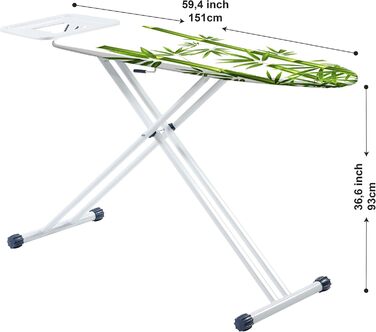 Прасувальна дошка Mabel Home з регулюванням висоти, стійка до пари, з чохлом, білий/зелений, 119,4 x 45,7 см