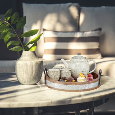 Relaxdays Mango Wood Tray with Metal Rim
