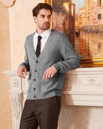 Чоловічий кардиган Kallspin з вовняної суміші, сірий, розмір L