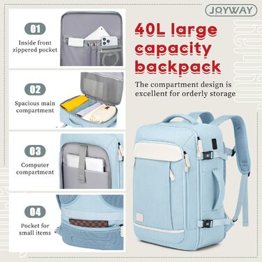 Набір валіз Joyway для ручної поклажі, розширюваний, з TSA-замком (світло-блакитний, 6 предметів, 13/20/24/28)