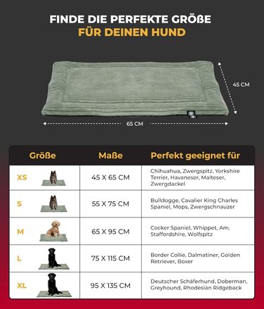 Килимок для собак HS-Hundebett® з флісу, XS (45x65 см) – двосторонній, миючий, теплий, комфортний, зелений, Made in Germany