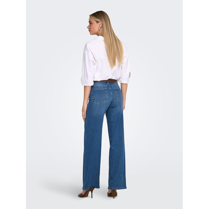 Джинси жіночі ONLY Madison з широкими штанинами, висока талія, середній блакитний денім (M/32L)