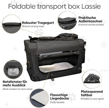 Транспортна переноска для собак та котів DEFACTO, XXL, 91x63x63 см, чорна