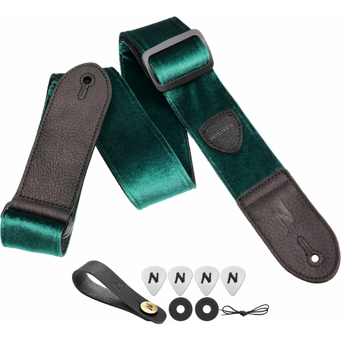 Гітарний ремінь Nefelibata з повного нубуку, вінтажний велюровий ремінь, безкоштовний подарунок: 4 медіатори + фіксатори ременя + кнопка для ременя, подарунок для бас-гітари, електро- та акустичної гітари (вишуканий фіолетовий, колір Різдва C#)