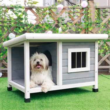 Будинок для собак Petsfit з балконом та терасою, вулиця, 85x62x52 см, сірий