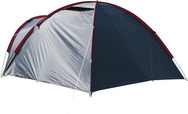 Намет кемпінговий 3-4 особи Campingzelt двошаровий, водонепроникний, з москітною сіткою та темним внутрішнім простором (сірий/червоний)