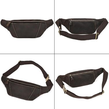 Чоловіча/жіноча поясна сумка з екошкіри в стилі вінтаж, чорна (1034 Темно-коричнева)