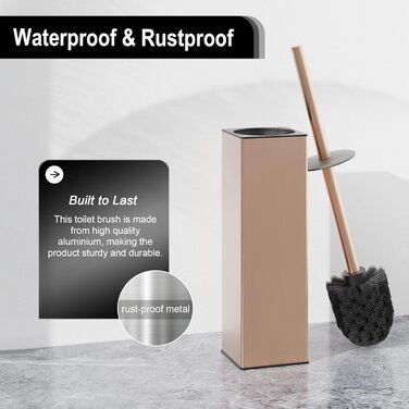 Набір для туалету BVL з щіткою та тримачем, метал, рожеве золото, 2 насадки