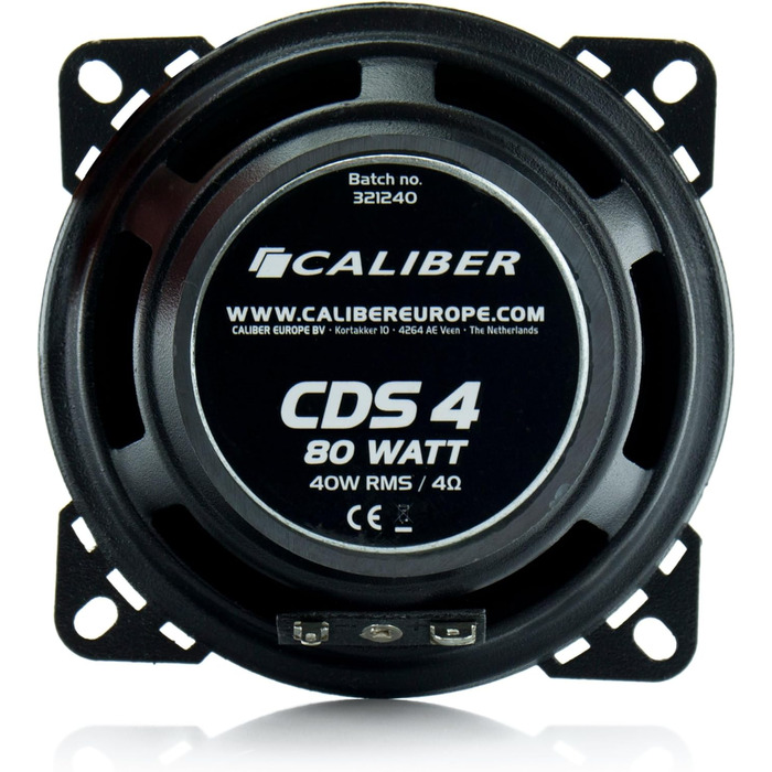 Автомобільні коаксіальні динаміки Caliber 80 Вт, 2 шт, 2-смугові, 10 см, чорні, без решітки