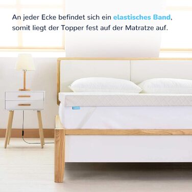 RECCI Mattress Topper Cover, Bamboo Breathable Topper Protector, Anti-Allergy and Dust Mite Resistant, Fits 4-6 cm Height Mattress Toppers [90 x 200]